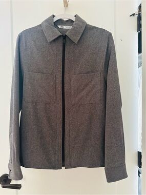 Zara Men's Quick Dry Athleisure Charcoal Gray Zip Jacket, M